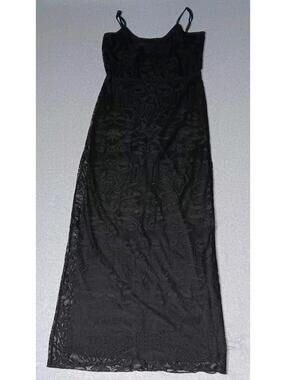 Glam Doll Maxi Lace Dress Womens Size Medium Black Sleeveless Babydoll...